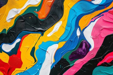 Poster - A colorful abstract painting featuring rich textures and vivid details, blending different hues and creating an expressive and dynamic composition, full of life and energy.