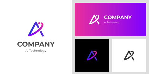 Leinwandbilder - letter Ai identity logo design with shape icon design element, minimalist style for business technology and company identity