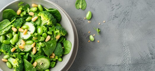 Canvas Print - Green Salad With Broccoli, Edamame, and Cucumber