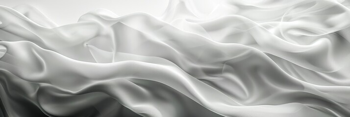 Canvas Print - Elegant White Silk Fabric Drape - Perfect for Design & Texture Backgrounds - A smooth, flowing white silk fabric drapes in soft, elegant waves, showcasing its luxurious texture and subtle sheen. It re