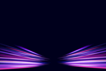 Fototapete - Light line effect blue neon glow flare wave glowing shiny speed lines effect vector background. Speed curve shine light line blue.