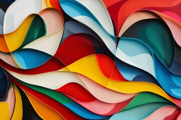 Leinwandbilder - A colorful abstract piece featuring waves of various hues and shapes, creating a sense of diversity and harmony, perfect for adding a pop of color to any space.