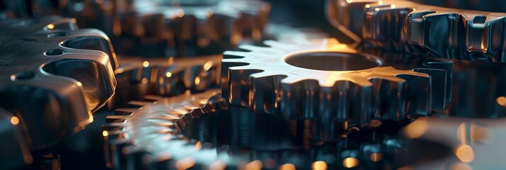 Poster - Interlocking Gears - A Symbol of Teamwork and Efficiency - This image showcases interlocking gears, symbolizing teamwork, collaboration, precision, mechanics, and industry.