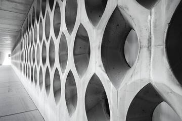 Leinwandbilder - A photograph showcasing modern architectural design featuring a honeycomb-like structure, adding a unique geometric pattern that creates depth and visual intrigue.