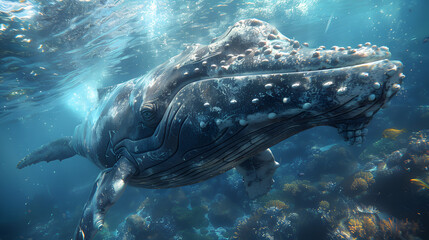 Wall Mural - Whale head realistic