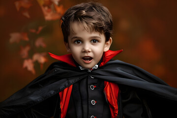 Canvas Print - Cute Young Boy Dressed as a Vampire for Halloween