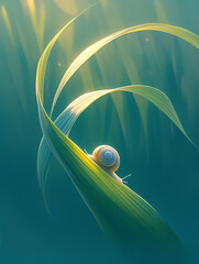 Wall Mural - snail on leaf