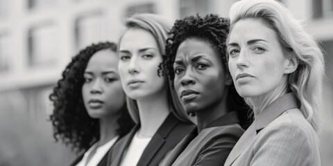 Group of women standing and smiling at each other