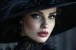 © Jane_S - Elegant woman in a black hat with feathers, showcasing sophisticated fashion and beauty.
