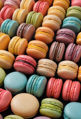 Wall Mural -  Colorful display of French macarons in a variety of flavors. 