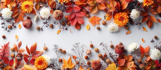 Canvas Print - Autumnal Floral Arrangement with Red and Orange Leaves