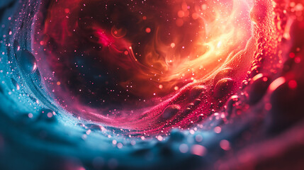 Poster - Abstract space background illustration with vibrant colors and cosmic elements, ideal for futuristic and sci-fi themes.