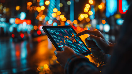 Poster - Successful stock exchange professionals analyzing financial data with sophisticated software