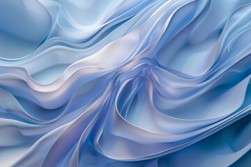 Aufkleber - An abstract image showing soft, flowing shapes in blue tones resembling fabric folds, creating a sense of elegance and fluidity, ideal for modern decor.
