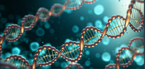 Poster - Illustrative colored representation of an informational strand in genetic transcription and RNA polymerase