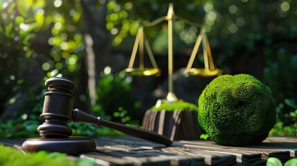 The gavel and scales outdoors