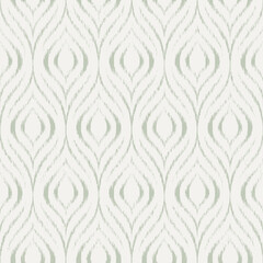 Wall Mural - seamless ikat pattern. aztec ethnic design. zigzag motif. green embroidery background. geometric pri