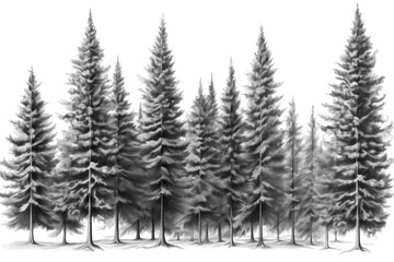 Poster - PNG Pine trees drawing sketch plant.