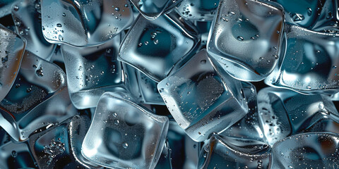 Wall Mural - Close-up of shiny ice cubes, perfect for a refreshing and cool drink theme.