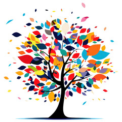 Poster - PNG Colorful abstract tree illustration