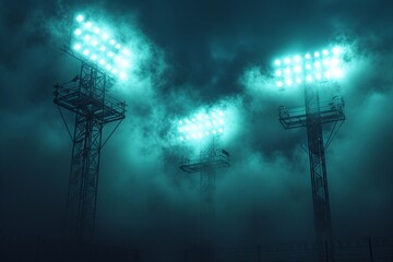 Wall Mural - soccer stadium lights reflectors against black background