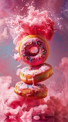 Wall Mural - Photography of doughnuts photorealistic style epic composition funny