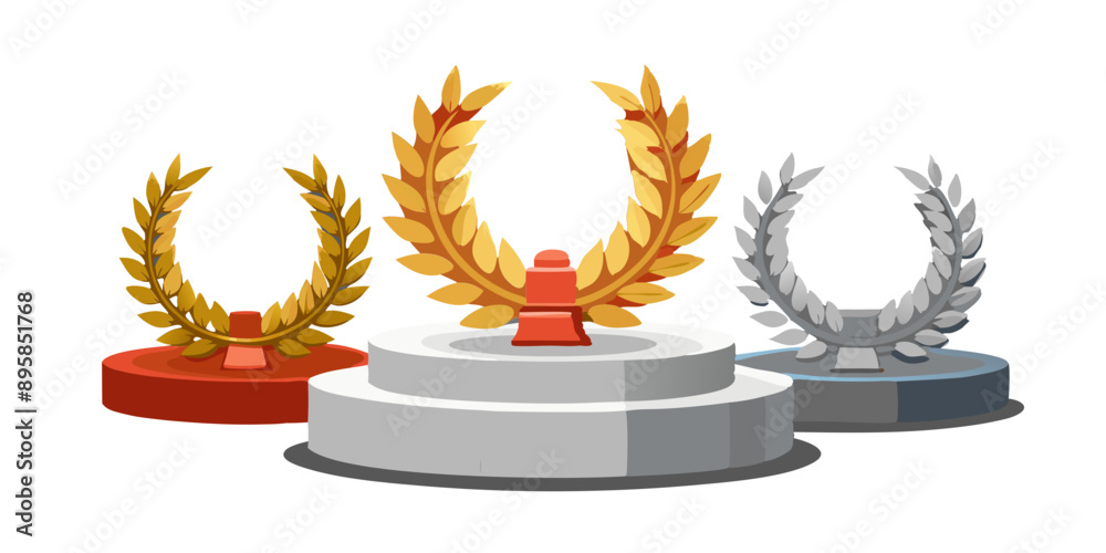 winners podium with laurel wreath. three prizes. Stock Vector | Adobe Stock
