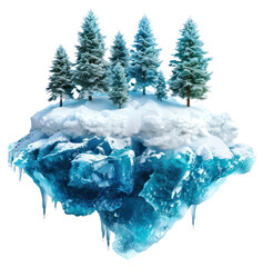 Sticker - Floating icy island with trees