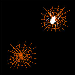 Print pattern halloween cobweb orange white color on black background - vector