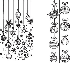 Poster - Christmas decoration. Continuous one-line art.