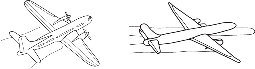 Leinwandbilder - Aircraft in minimalistic style drawn continuously in one line
