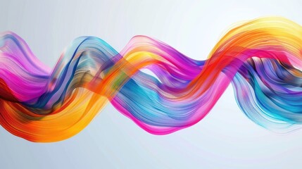 Leinwandbilder - Colorful brush strokes forming a ribbon, creating a dynamic and abstract background with wave patterns