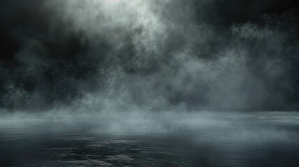 Poster - Dark smoky ground with fog and mist, perfect for creating eerie and mysterious backgrounds
