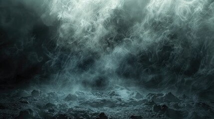 Poster - Dark smoky ground with fog and mist, perfect for creating eerie and mysterious backgrounds