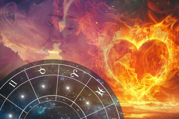 Wall Mural - horoscope of compatibility between men and women. passion