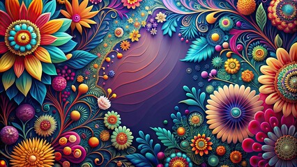 Abstract floral background with colorful and intricate patterns, floral, abstract, background, vibrant, design, artistic