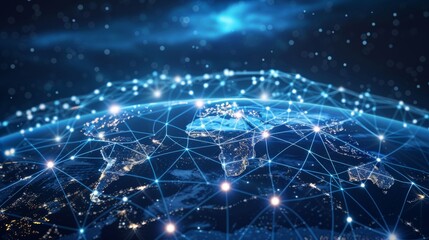 Poster - Concept of a global communication network. Digital transformation.