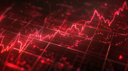 Aufkleber - An animated financial graph of the stock market with a red downtrend line. An investment and trading chart featuring a beautiful loop of the crash stock chart.