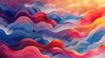 Poster - Dynamic background with vibrant abstract waves, influenced by traditional Japanese art style