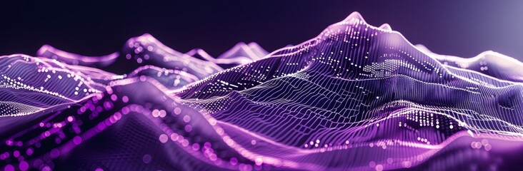Poster - featuring purple and black tones and interconnected nodes and lines, this is an abstract digital lan