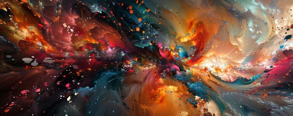 Wall Mural - Futuristic Fusion: Abstract Shapes in Vibrant Colors - A High-Resolution Dive into Dynamic Composition and Seamless Genre Blend