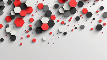 Poster - the design of an abstract hexagonal network with red connections