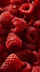 Aufkleber - Vibrant red raspberries creating a rich, textured background. Perfect for fresh culinary designs.