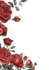 Poster - PNG Elegant red roses floral illustration