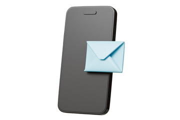 Fototapete - 3d Smartphone or mobile phone with email unread notification. New message on the smartphone screen icon isolated on purple background. Mail service, Online email newsletter concept. 3d render.