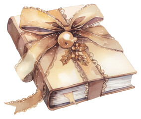 Poster - PNG  Vintage gift-wrapped book illustration