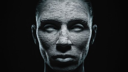 Wall Mural - A close up of a person's face with some kind of pattern on it, AI