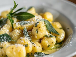 Tasty gnocchi with a generous sprinkle of Parmesan cheese and fresh herbs. Serve as main course or side dish.