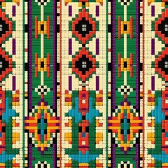 Wall Mural - Vibrant Traditional Beadwork Pattern with Symmetrical Design