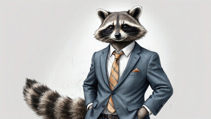 Illustration of a cheeky skunk in a business suit.